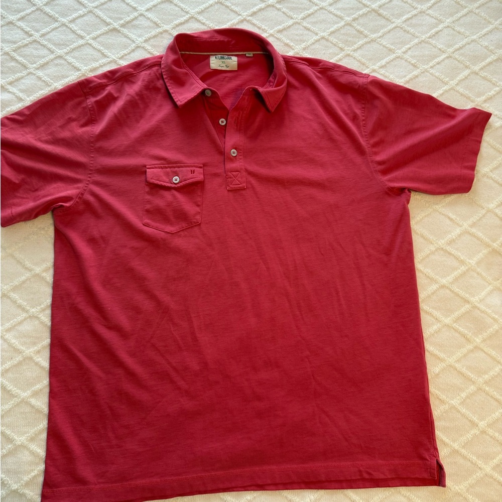 Linksoul Shirt Mens Medium Polo Golf Collared Casual Pocket Cotton